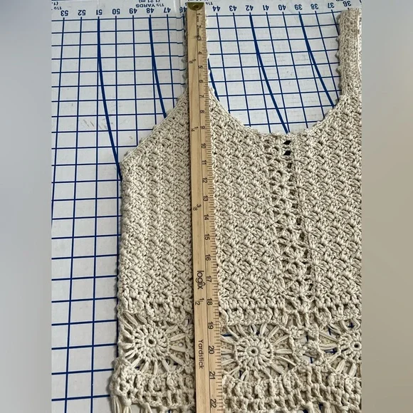 DAYTRIP CROCHETED TANK WITH FRINGE CREAM SZ XSM FESTIVAL SUMMER PARTY BEACHY - Picture 6 of 7